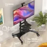 Onkron Mobile TV Stand for 50-83” TVs with Wheels Shelves Height Adjustable Rolling TV Cart, Black