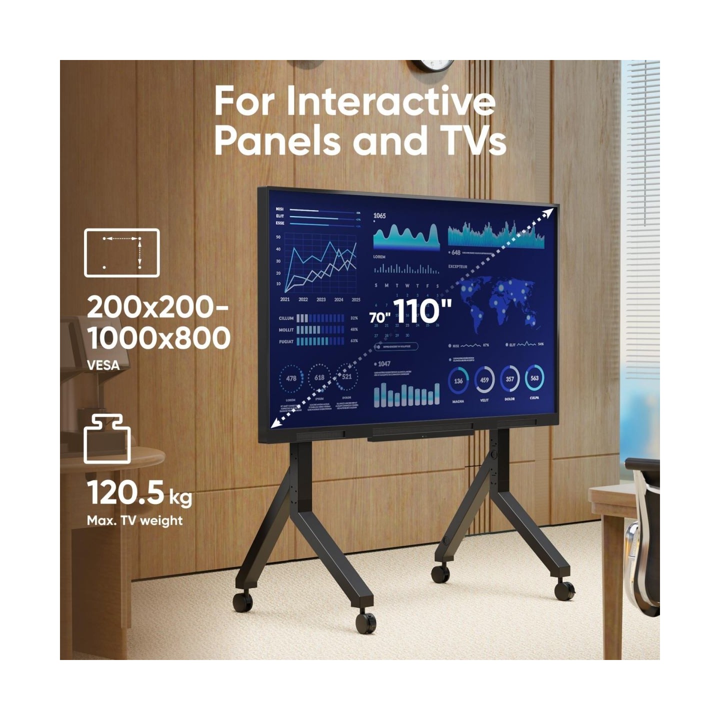 Onkron TV SET ACC MOBILE STAND/70-110" BLACK TS2081-B ONKRON