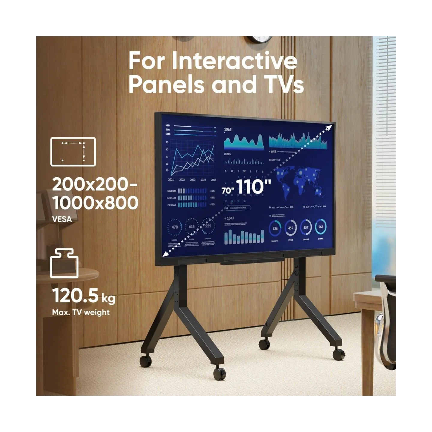 Onkron TV SET ACC MOBILE STAND/70-110" BLACK TS2081-B ONKRON