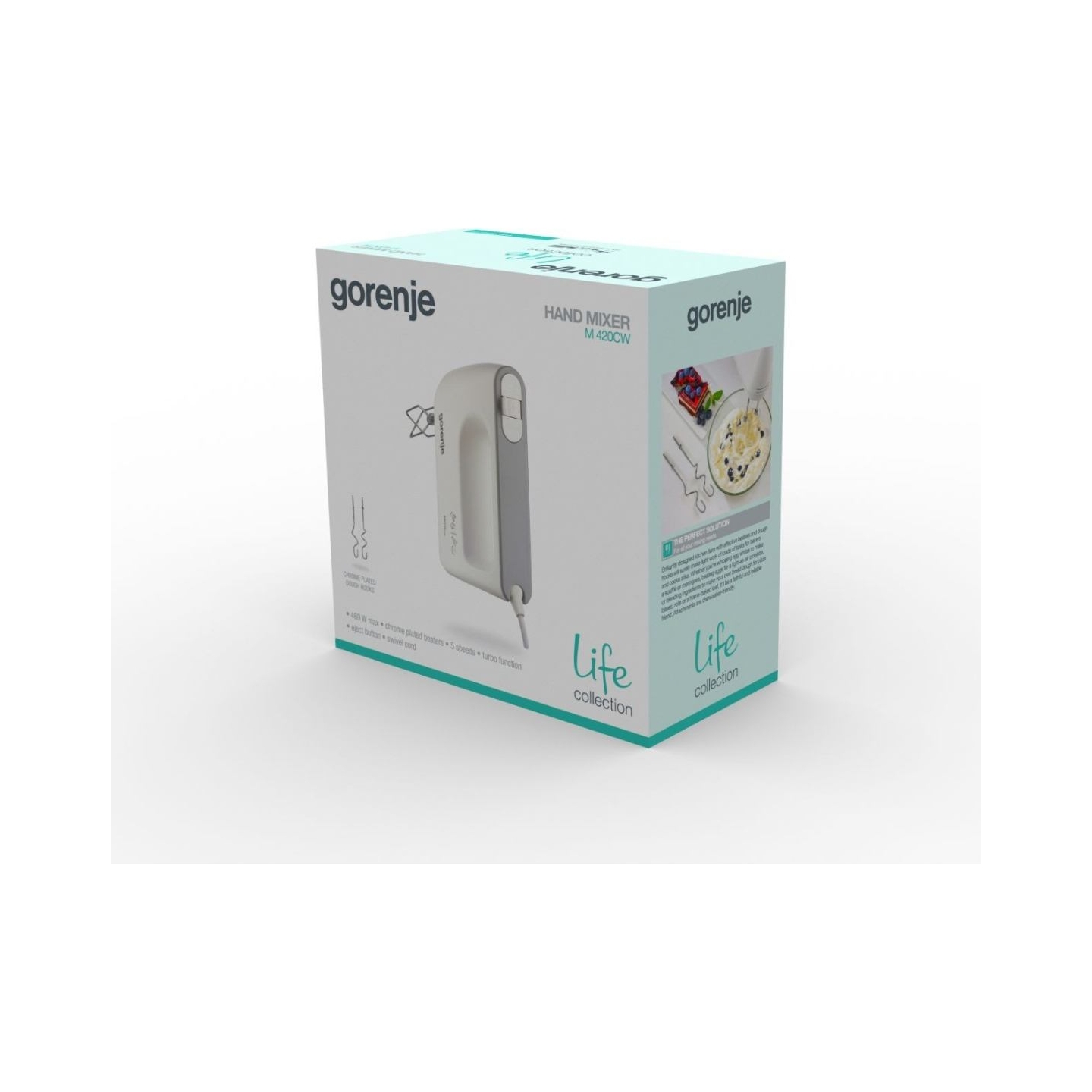Gorenje | Mixer | M420CW | Hand Mixer | 450 W | Number of speeds 5 | Turbo mode | White