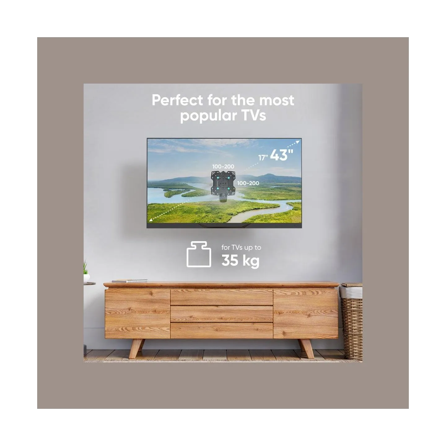 Onkron Full Motion TV Wall Mount for 17– 43 Inch LCD LED Flat Screens up to 35 kgs, Black