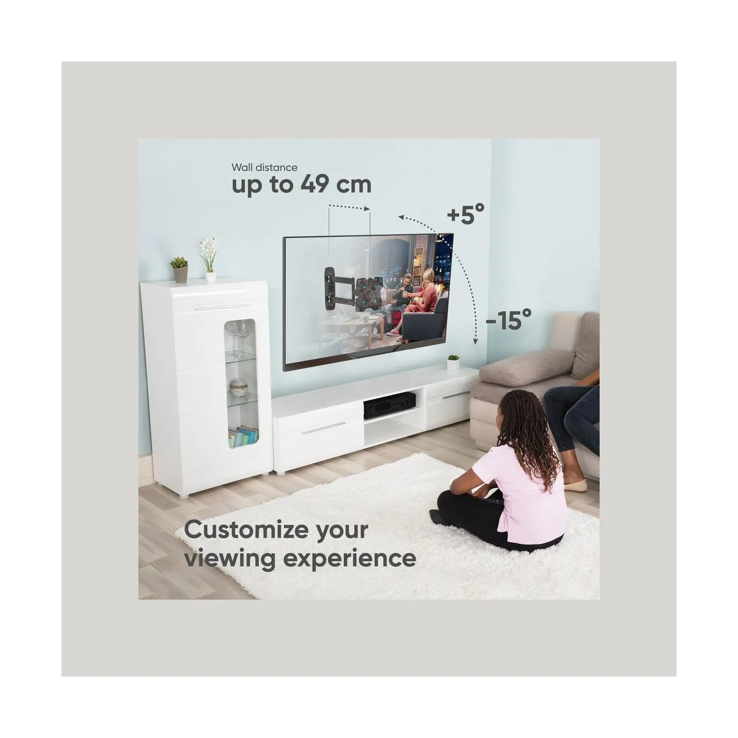 Onkron Full Motion TV Wall Mount for 17– 43 Inch LCD LED Flat Screens up to 35 kgs, Black