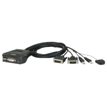Aten 2-Port USB DVI Cable KVM Switch with Remote Port Selector | Aten | Remote Port Selector | 2-Port USB DVI Cable KVM Switch w