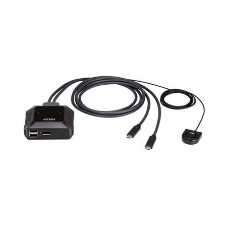 Aten US3312 2-Port USB-C 4K DisplayPort KVM Switch with Remote Port Selector | Aten | 2-Port USB-C 4K DisplayPort KVM Switch wit