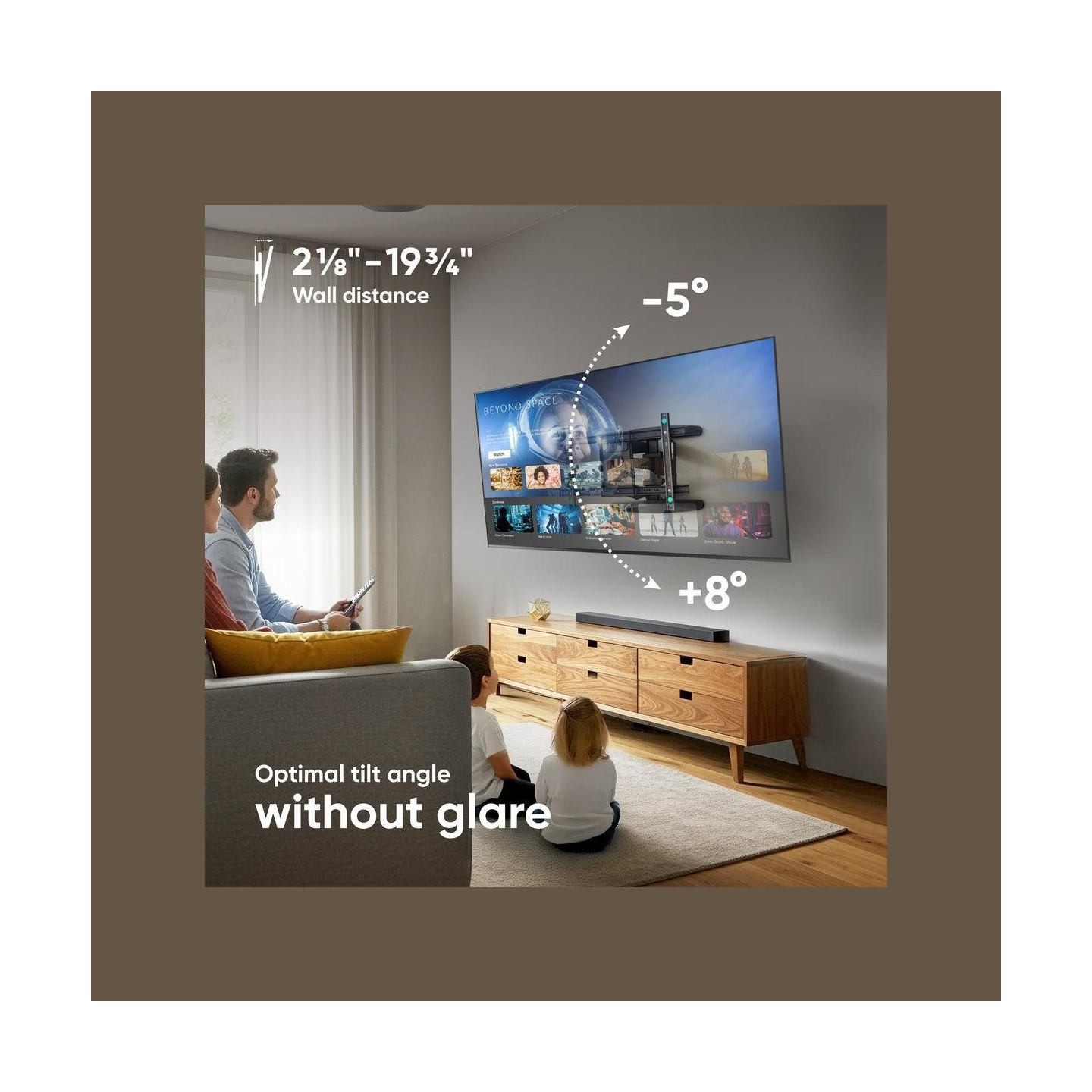 Onkron Full Motion TV Wall Mount for 40 to 75-inch Flat Panel TVs Digital Panels 45,5 kg, Black