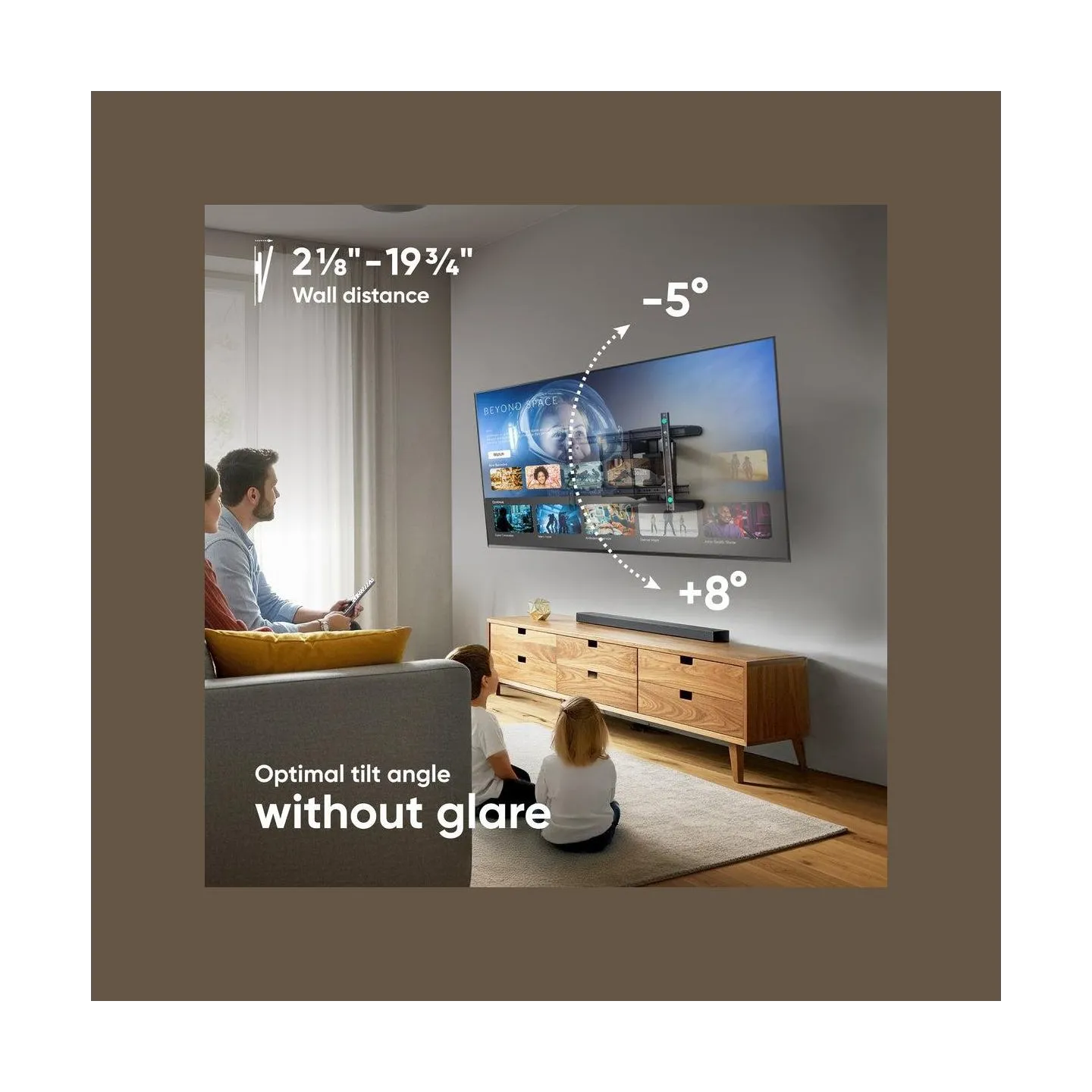 Onkron Full Motion TV Wall Mount for 40 to 75-inch Flat Panel TVs Digital Panels 45,5 kg, Black