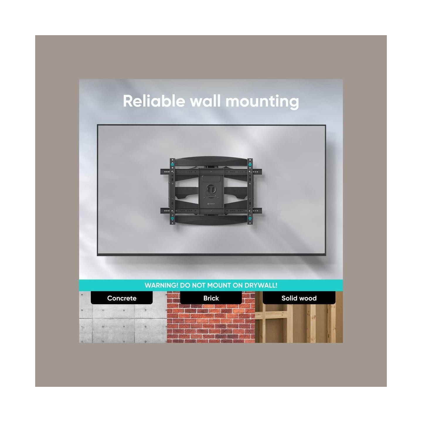 Onkron Full Motion TV Wall Mount for 40 to 75-inch Flat Panel TVs Digital Panels 45,5 kg, Black
