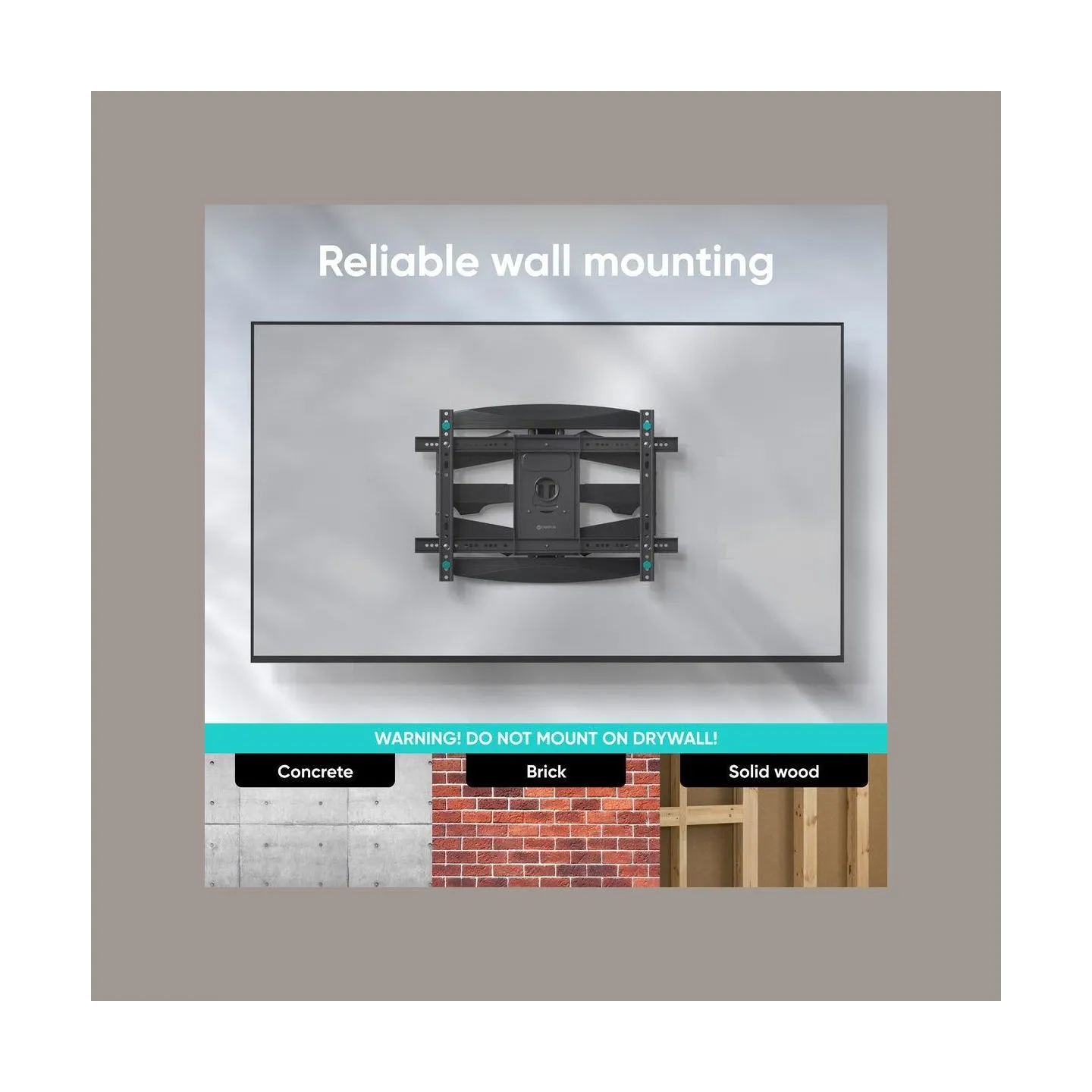 Onkron Full Motion TV Wall Mount for 40 to 75-inch Flat Panel TVs Digital Panels 45,5 kg, Black