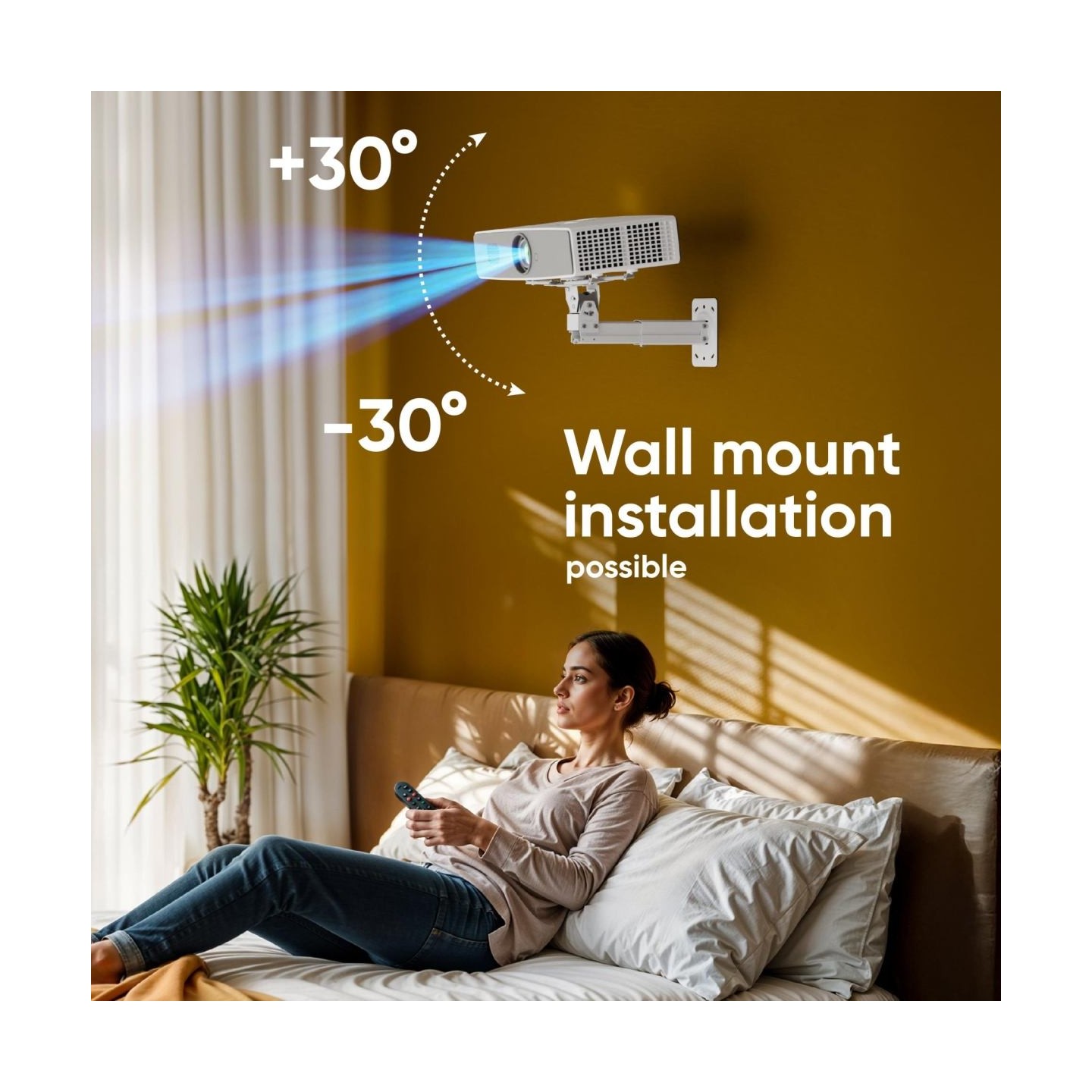 Onkron Projector Mount Ceiling Adjustable Bracket up to 22 lbs Projectors, White