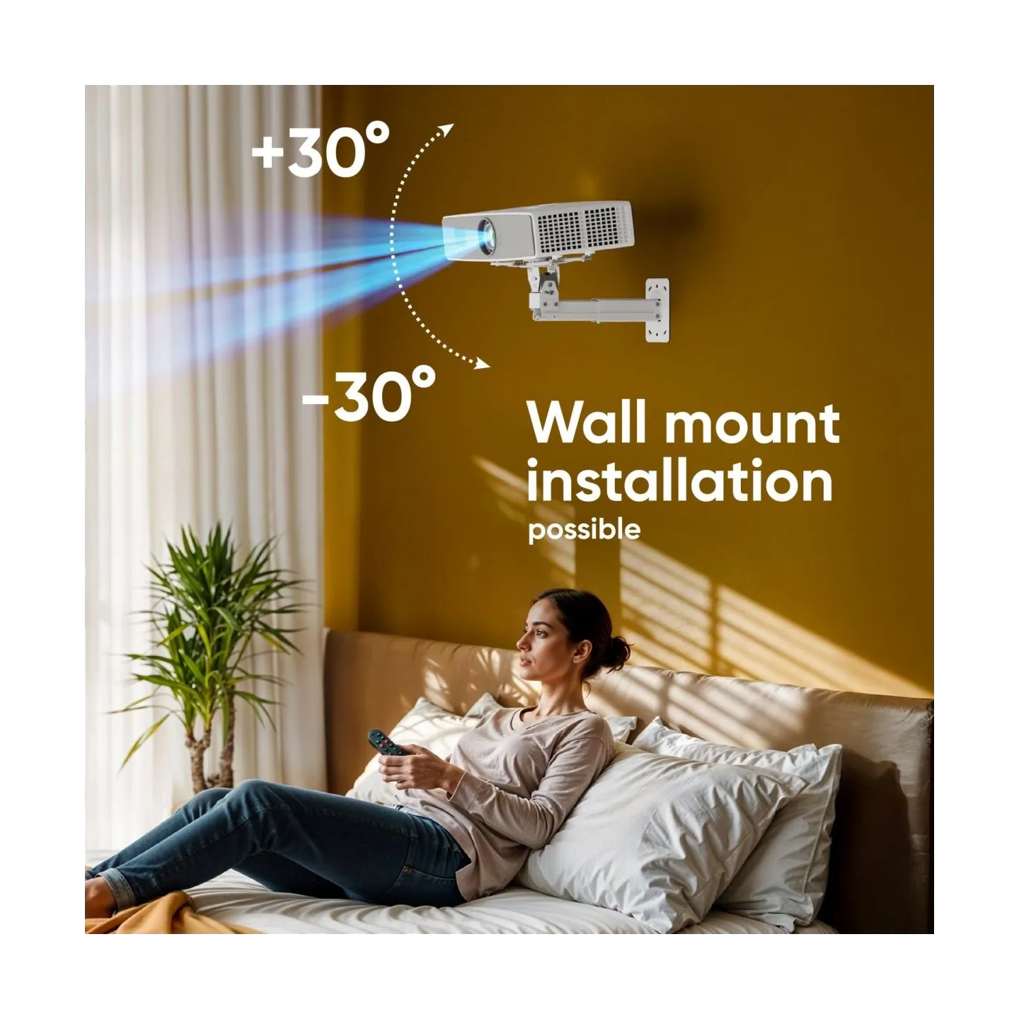 Onkron Projector Mount Ceiling Adjustable Bracket up to 22 lbs Projectors, White