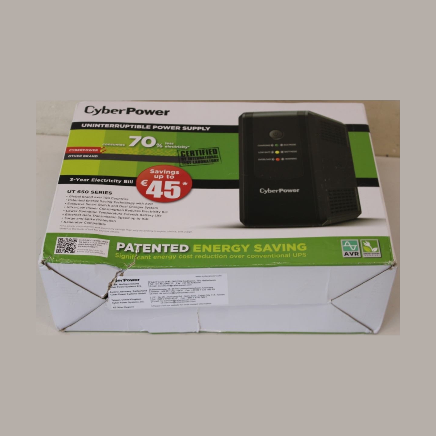 Cyberpower UT650EG Backup UPS Systems |  | CyberPower Backup UPS Systems | UT650EG | 650 VA | 360   W | DAMAGED PACKAGING