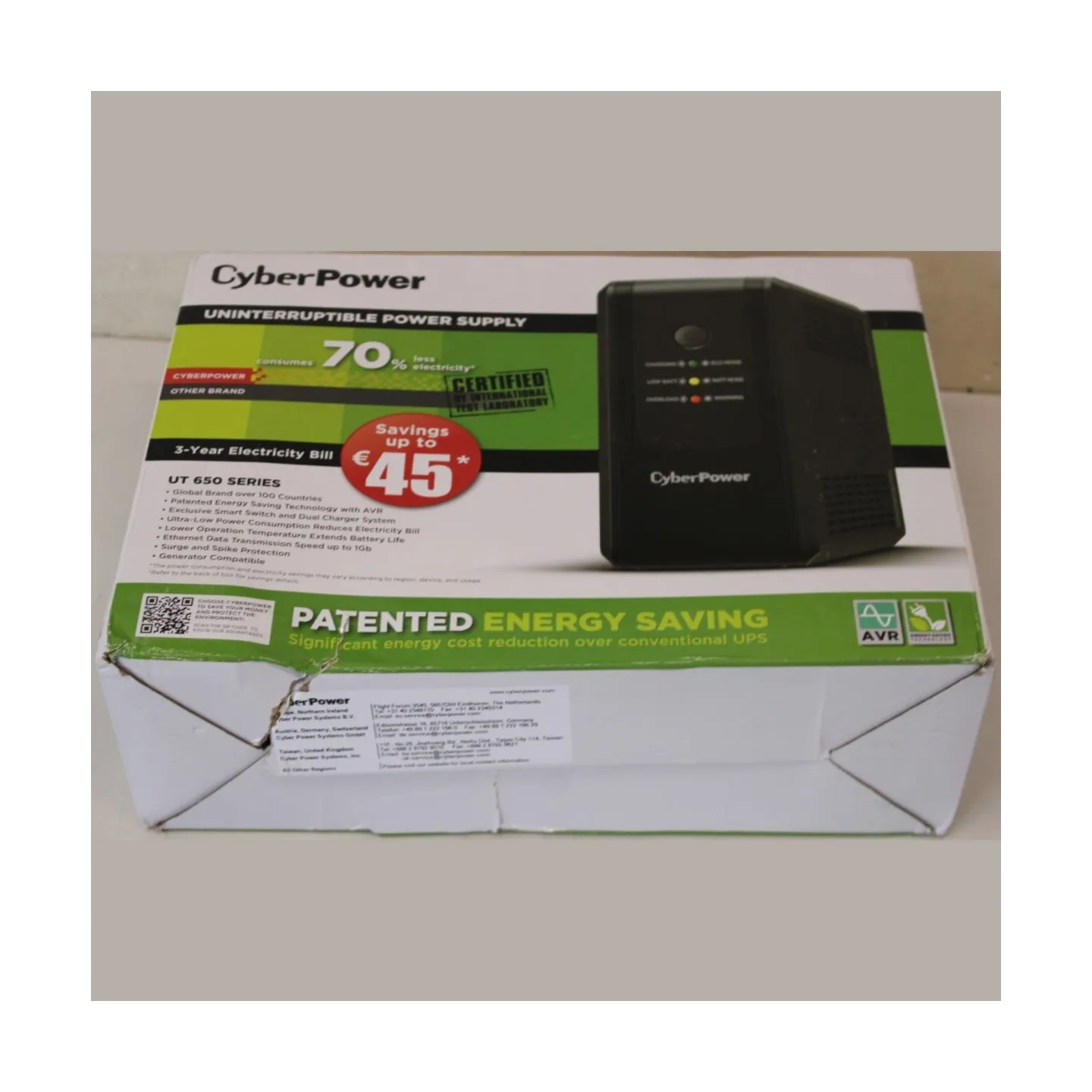 Cyberpower UT650EG Backup UPS Systems |  | CyberPower Backup UPS Systems | UT650EG | 650 VA | 360   W | DAMAGED PACKAGING
