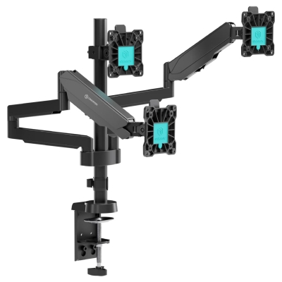 Onkron Triple Monitor Desk Mount Stand for 13-32-Inch LCD LED Screens up to 8 kg, Black