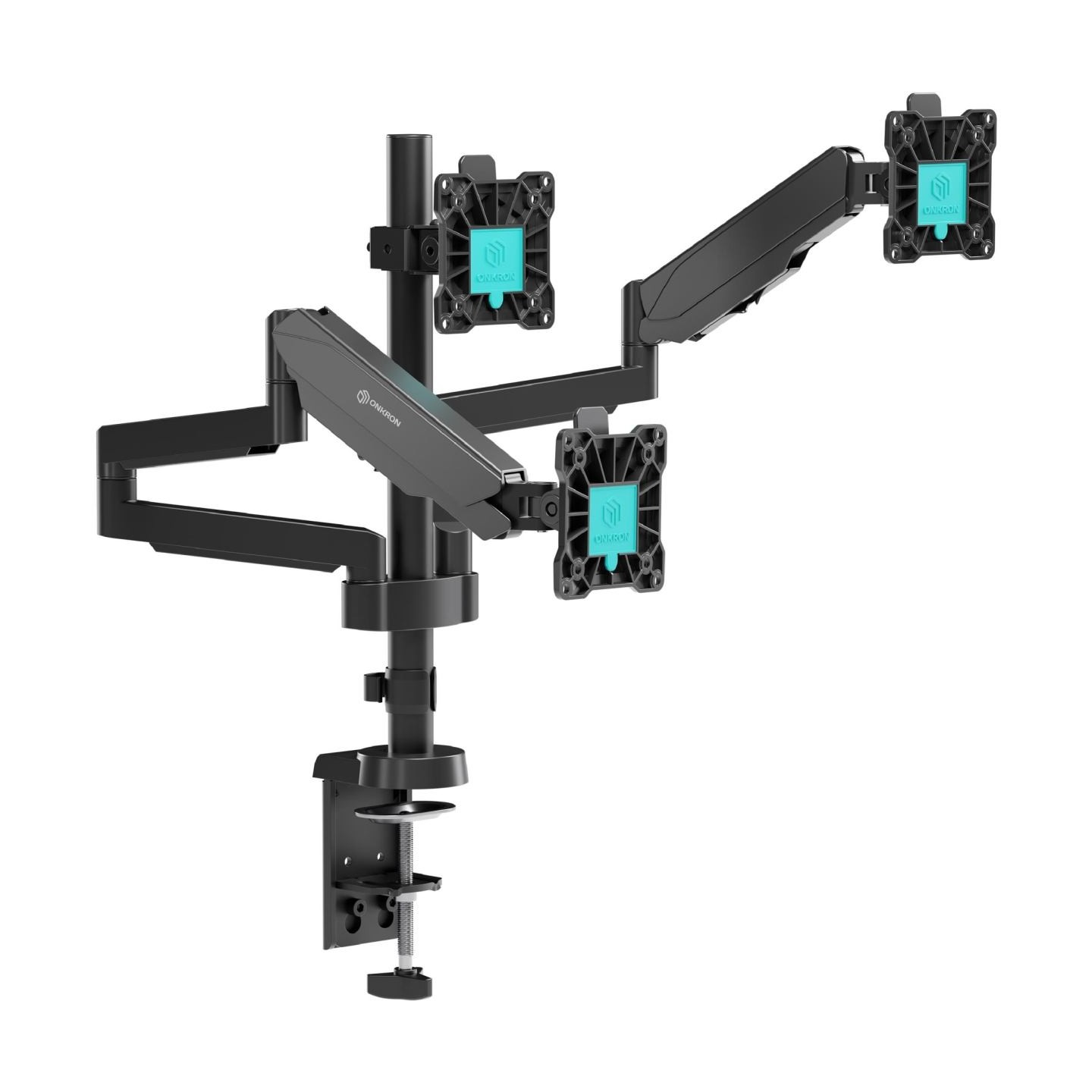 Onkron Triple Monitor Desk Mount Stand for 13-32-Inch LCD LED Screens up to 8 kg, Black