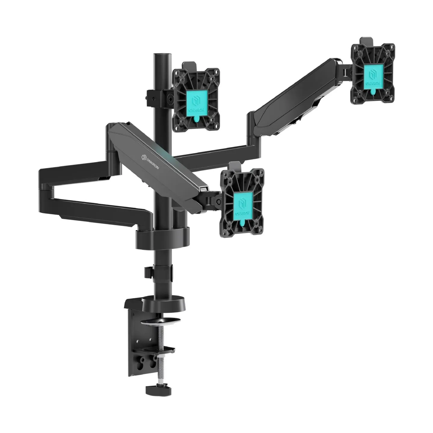 Onkron Triple Monitor Desk Mount Stand for 13-32-Inch LCD LED Screens up to 8 kg, Black