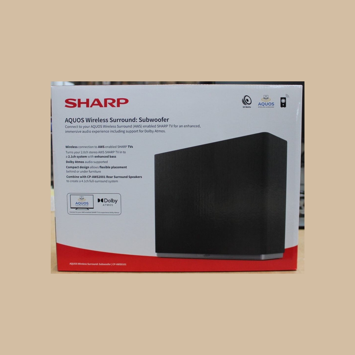 Sharp AQUOS Wireless Surround Subwoofer | Sharp AQUOS Surround Subwoofer | CP-AWS0101 | Wi-Fi | DAMAGED PACKAGING | Wireless con