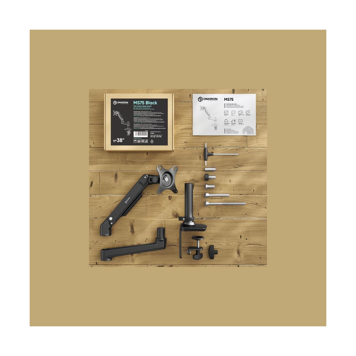 Onkron Desk mount for Monitor 17"- 38", max 11 kg, tilt-swivel, with rotation