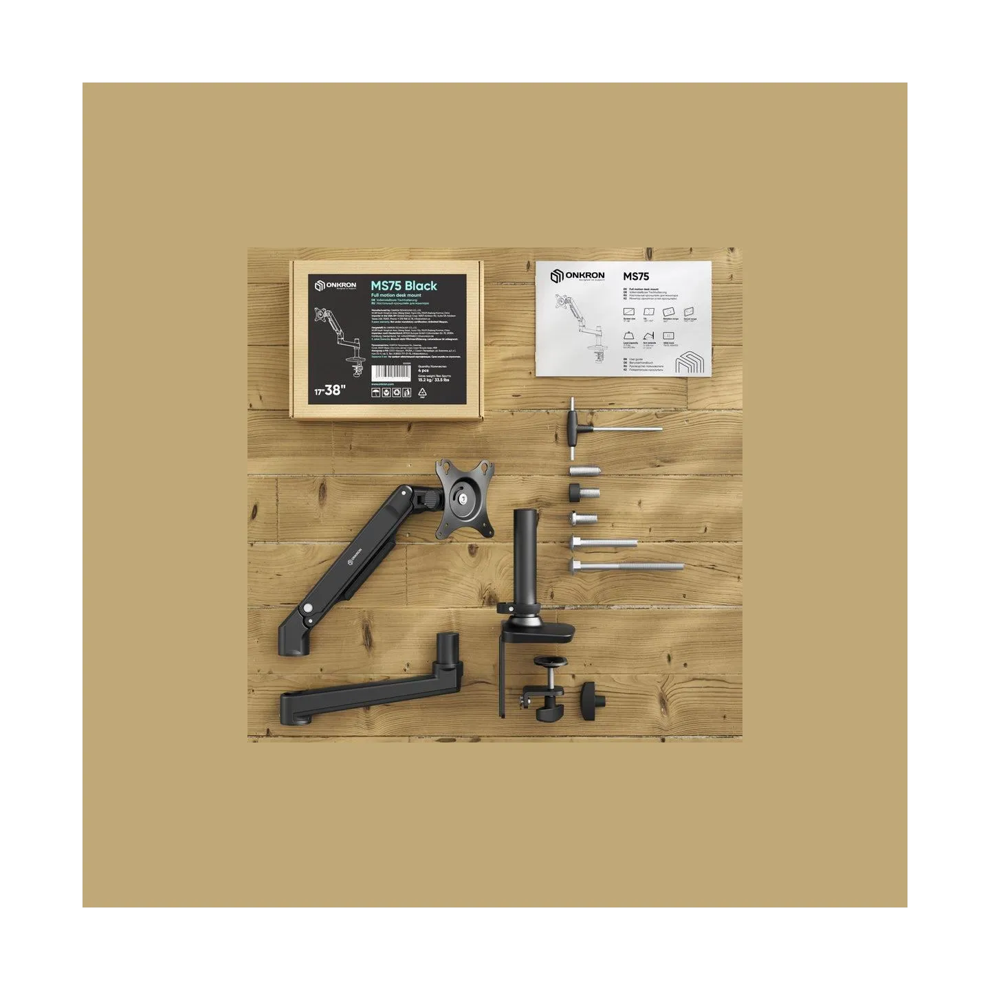 Onkron Desk mount for Monitor 17"- 38", max 11 kg, tilt-swivel, with rotation