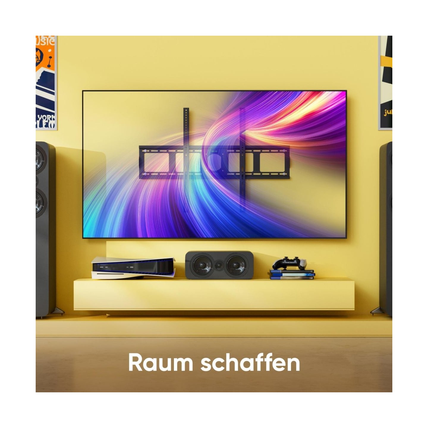 Onkron Fixed TV Wall Mount for 55 to 100-inch Flat Panel TVs Digital Panels 75 kg, Black