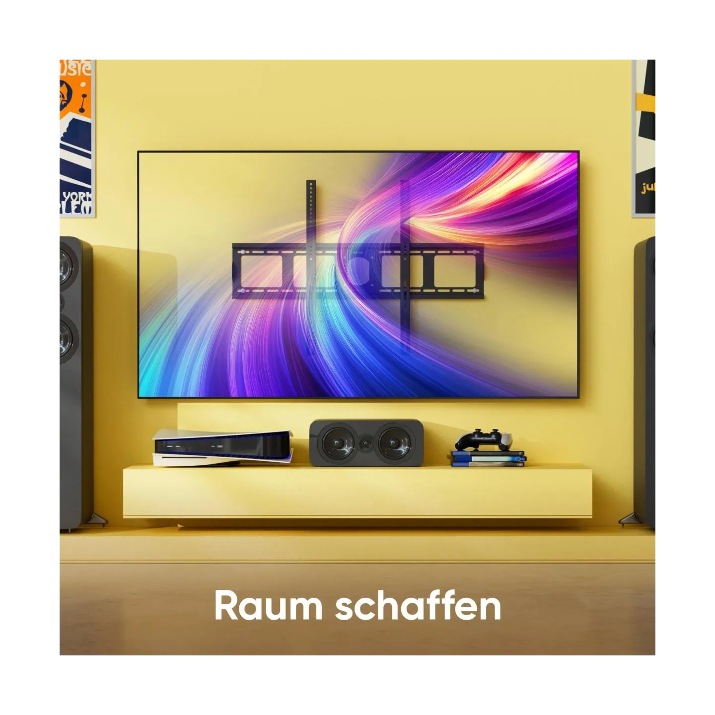 Onkron Fixed TV Wall Mount for 55 to 100-inch Flat Panel TVs Digital Panels 75 kg, Black