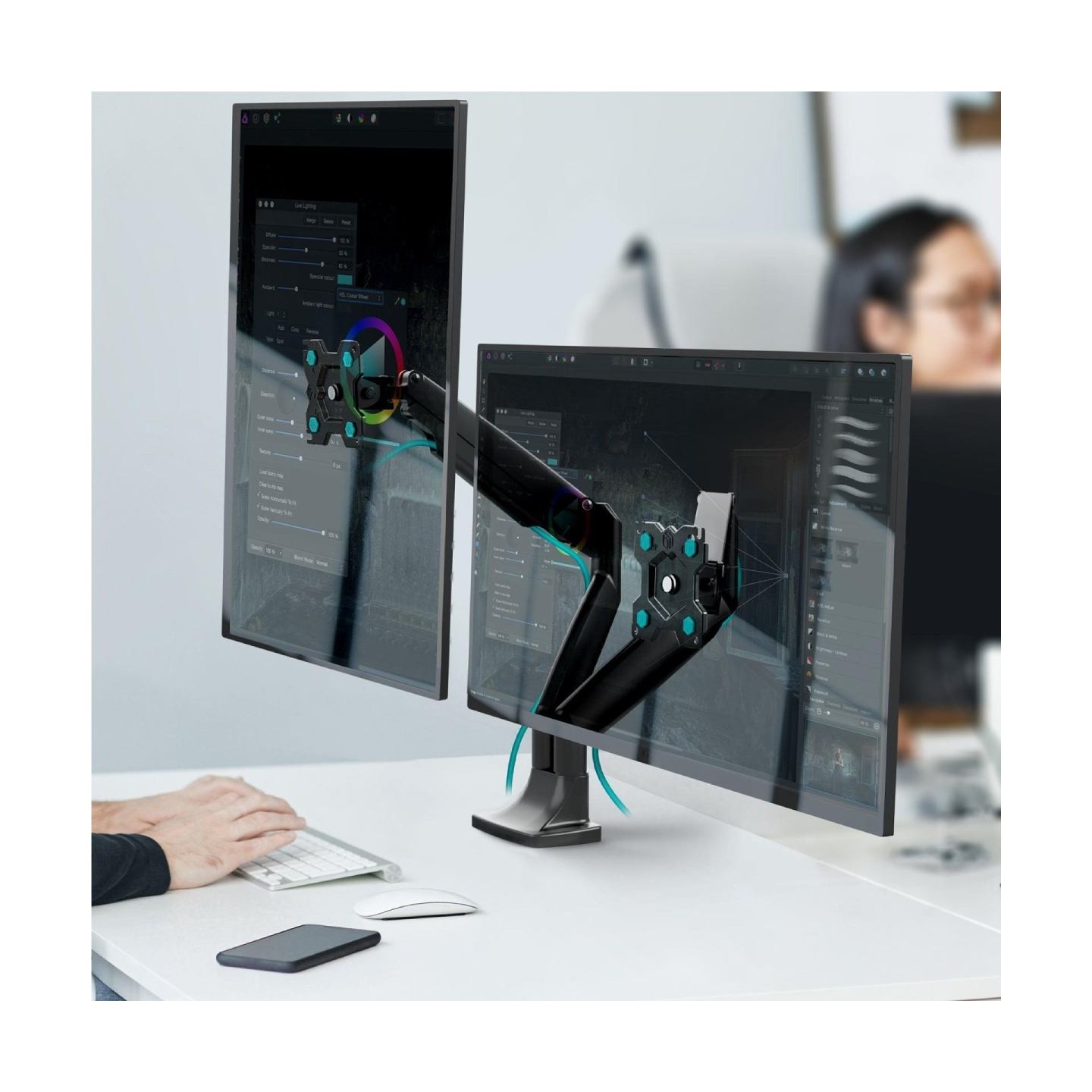 Onkron Dual Monitor Desk Mount Stand for 13 to 32-Inch LCD LED Monitors up to 9 kg, Black