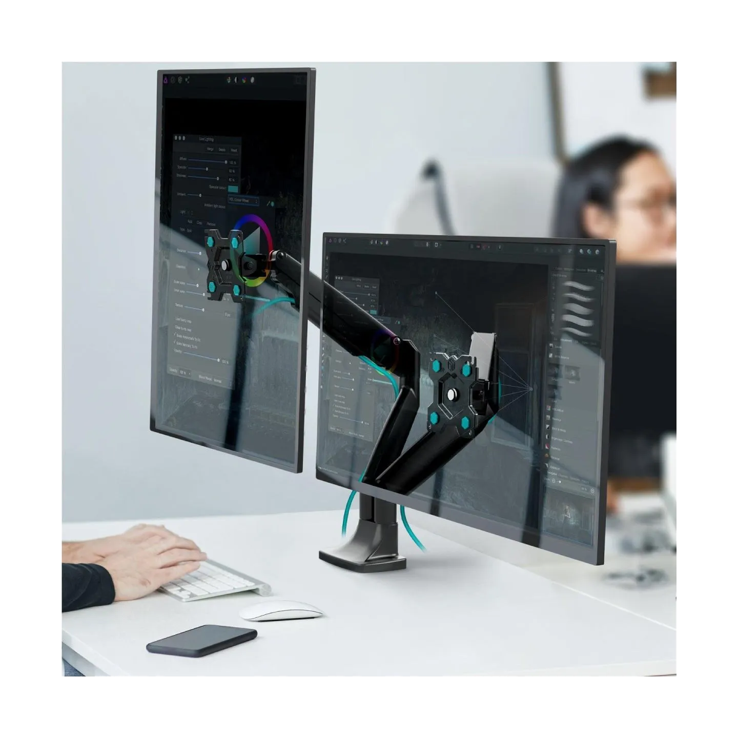 Onkron Dual Monitor Desk Mount Stand for 13 to 32-Inch LCD LED Monitors up to 9 kg, Black