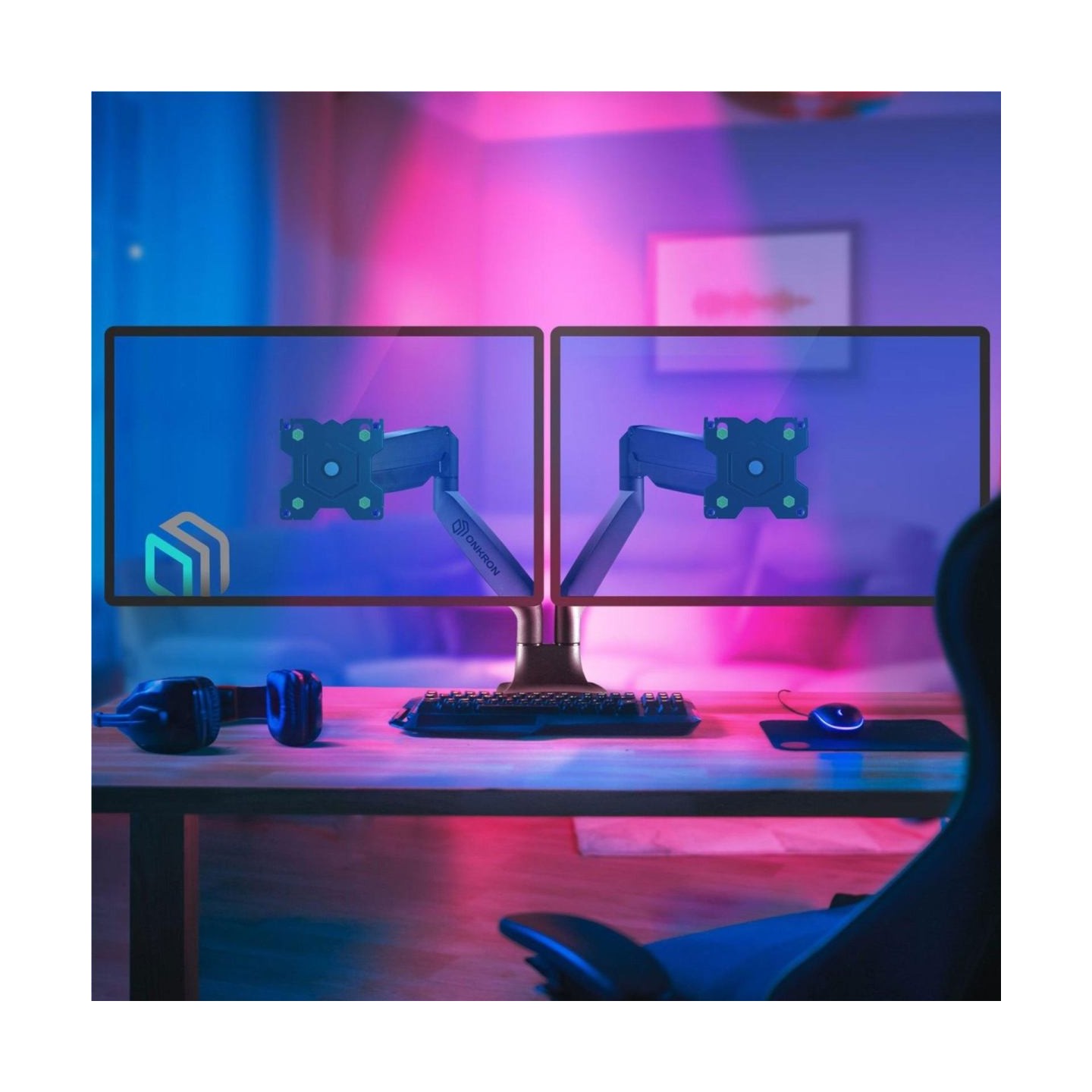 Onkron Dual Monitor Desk Mount Stand for 13 to 32-Inch LCD LED Monitors up to 9 kg, Black