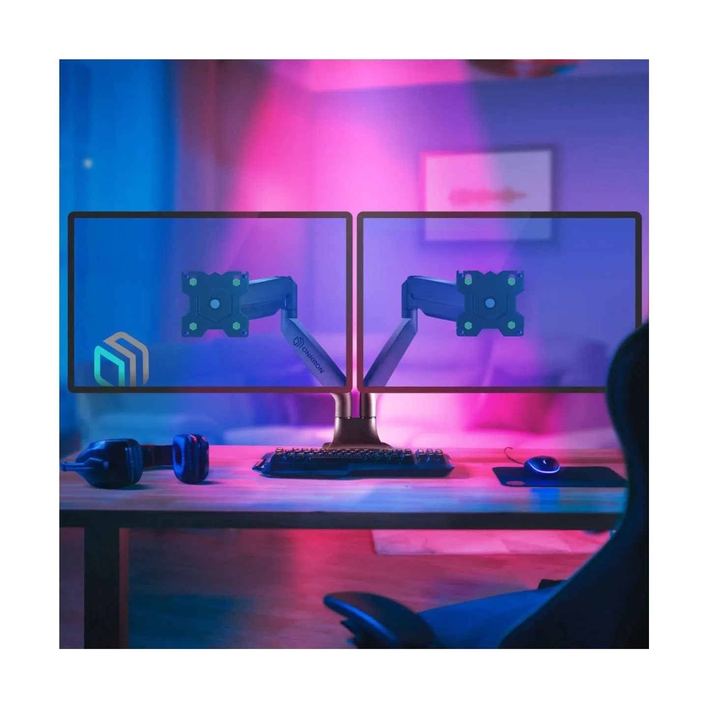 Onkron Dual Monitor Desk Mount Stand for 13 to 32-Inch LCD LED Monitors up to 9 kg, Black