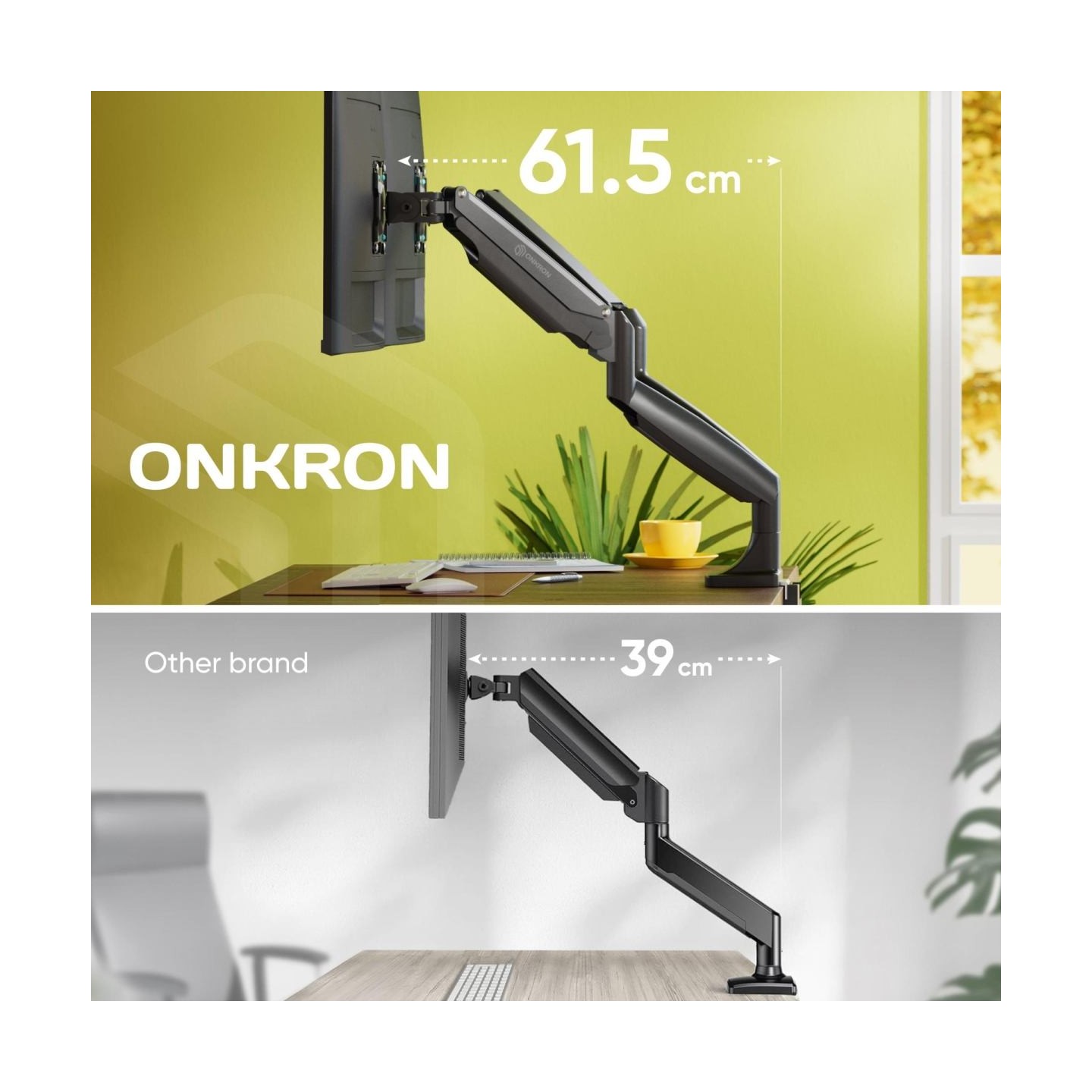 Onkron Dual Monitor Desk Mount Stand for 13 to 32-Inch LCD LED Monitors up to 9 kg, Black