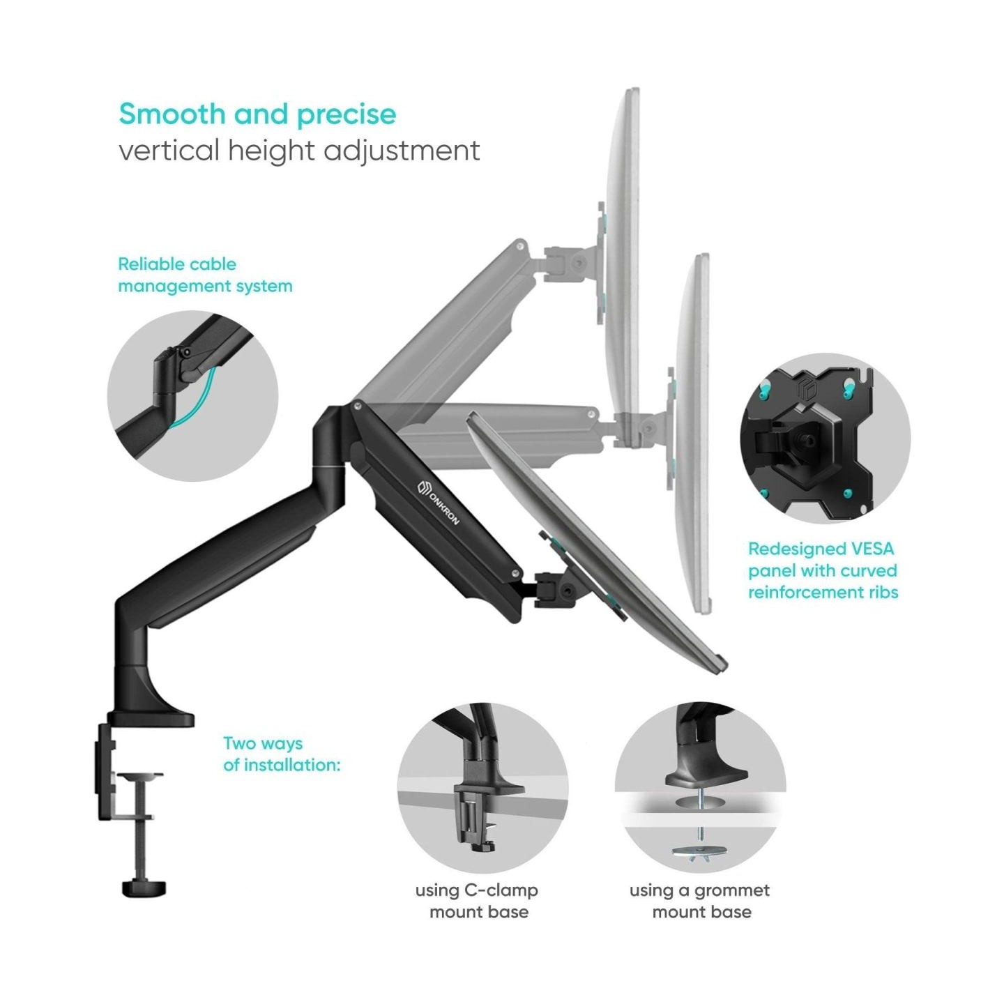 Onkron Dual Monitor Desk Mount Stand for 13 to 32-Inch LCD LED Monitors up to 9 kg, Black