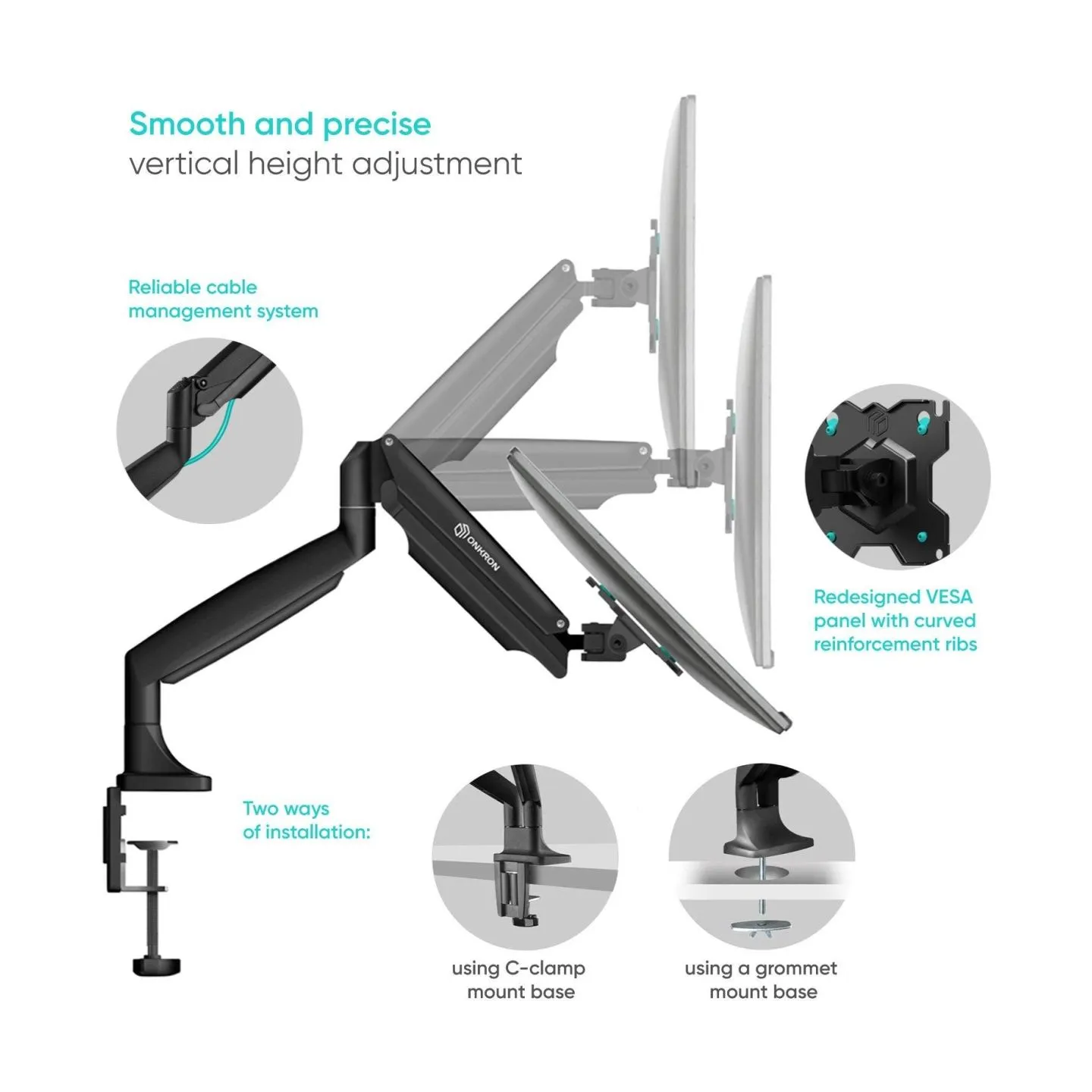 Onkron Dual Monitor Desk Mount Stand for 13 to 32-Inch LCD LED Monitors up to 9 kg, Black