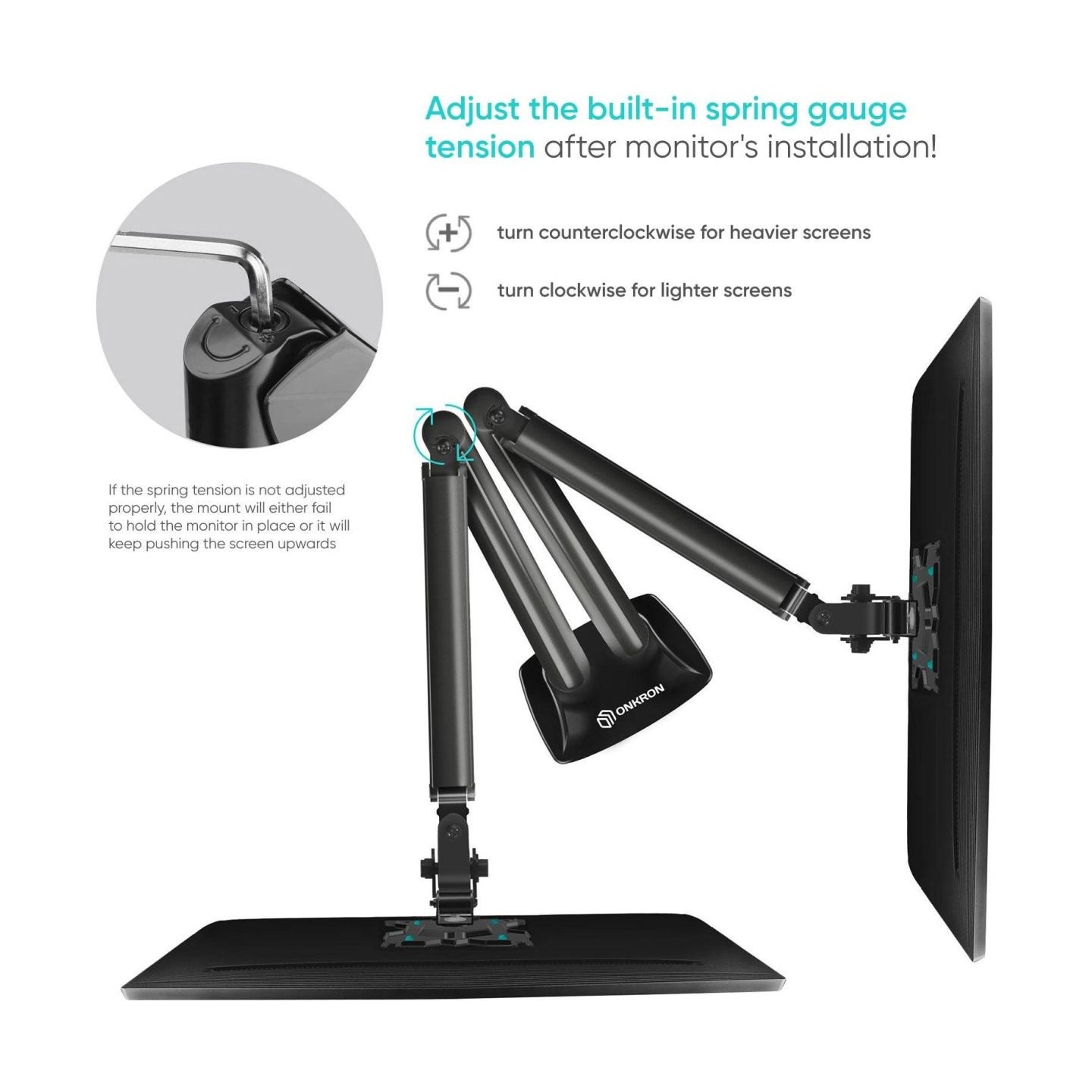 Onkron Dual Monitor Desk Mount Stand for 13 to 32-Inch LCD LED Monitors up to 9 kg, Black