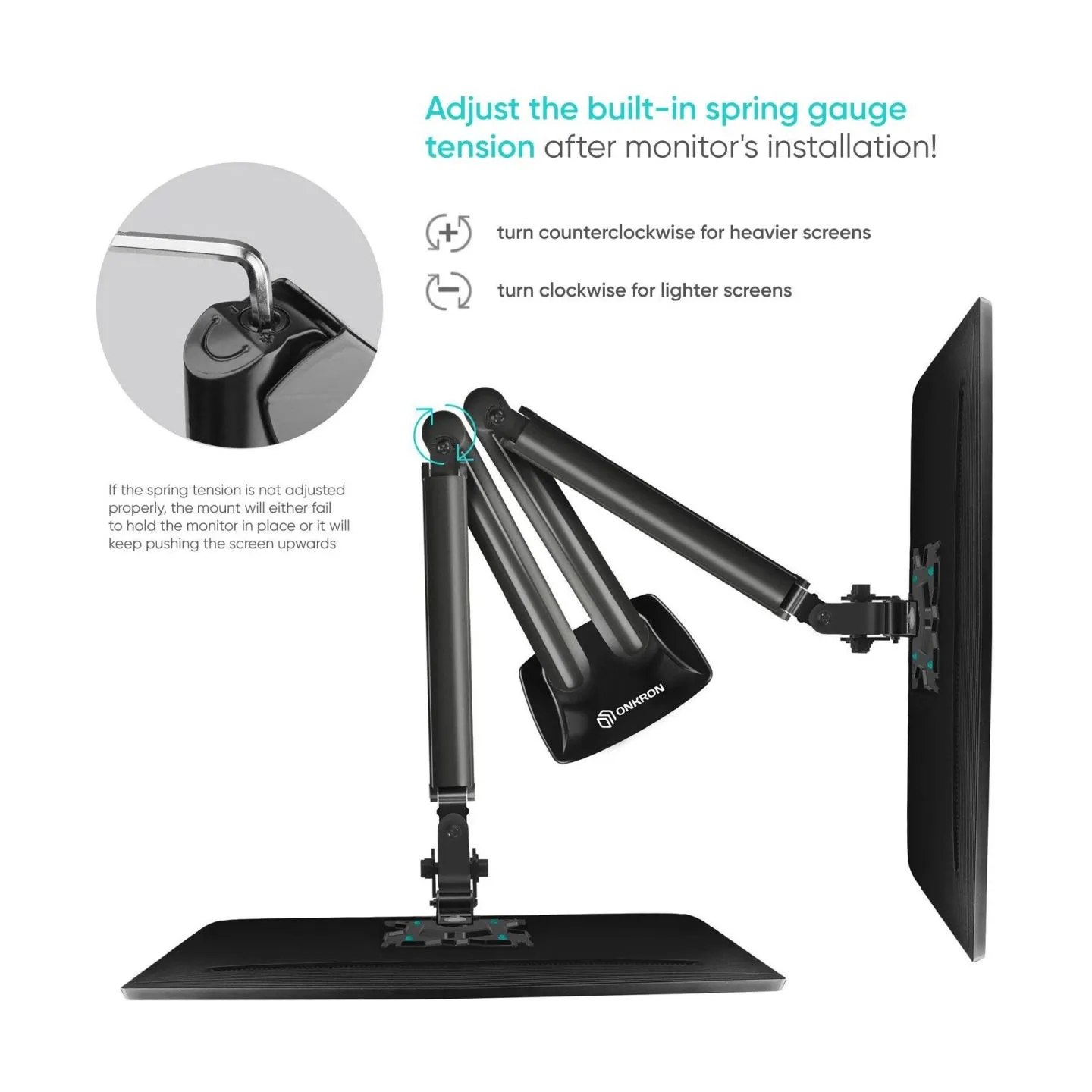 Onkron Dual Monitor Desk Mount Stand for 13 to 32-Inch LCD LED Monitors up to 9 kg, Black