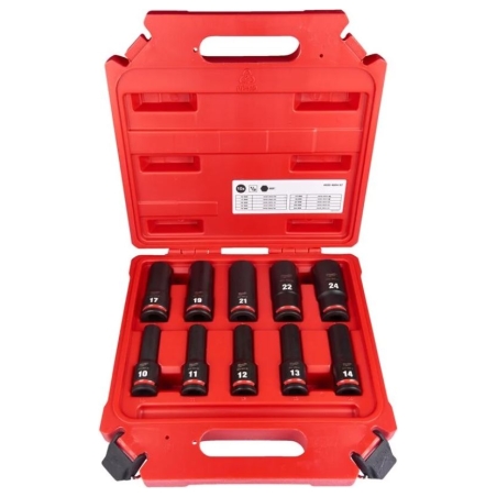 Milwaukee | 1/2" Impact socket set deep, 10 pcs | 4932480457