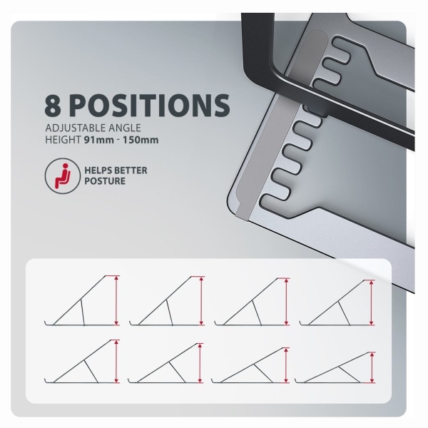 Axagon STND-LAG ALU stand for laptops 10-17 8 positio