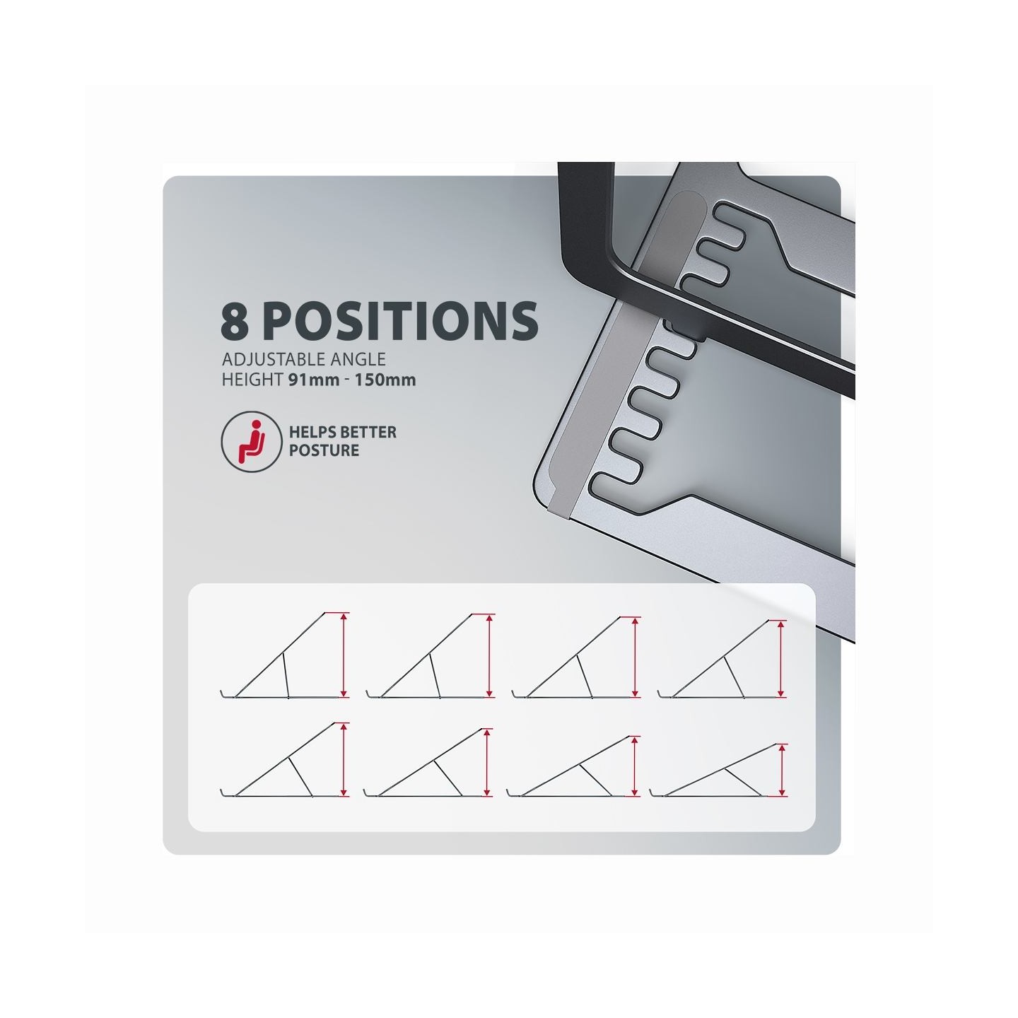 Axagon STND-LAG ALU stand for laptops 10-17 8 positio