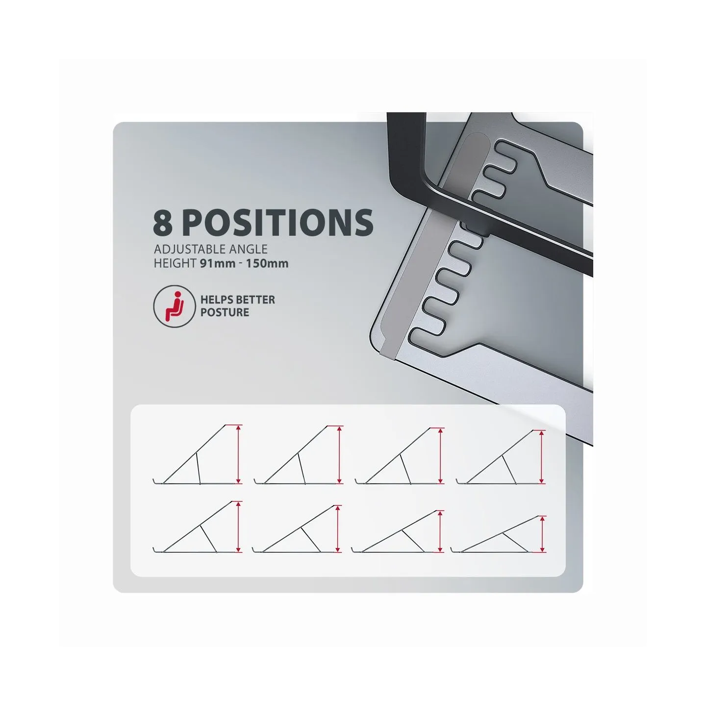 Axagon STND-LAG ALU stand for laptops 10-17 8 positio
