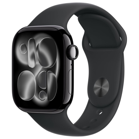 Apple Watch Series 11 GPS + Cellular 42mm Jet Black Aluminium Case with Black Sport Band - M/L | Apple