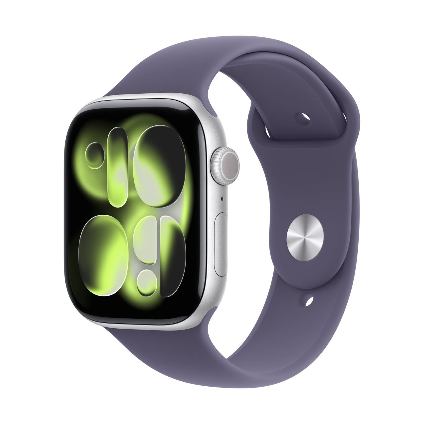 Apple Watch Series 11 GPS + Cellular 46mm Silver Aluminium Case with Purple Fog Sport Band - S/M | Apple