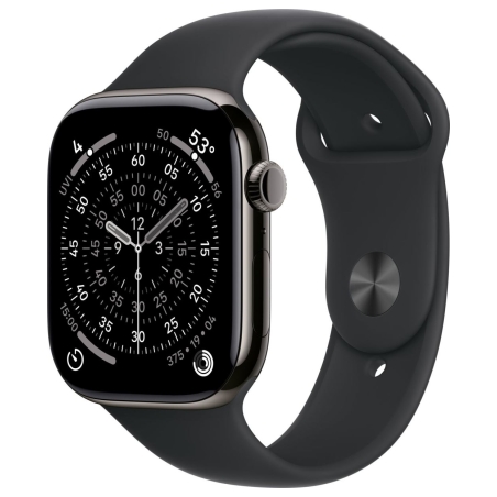 Apple Watch Series 11 GPS + Cellular 46mm Slate Titanium Case with Black Sport Band - M/L | Apple