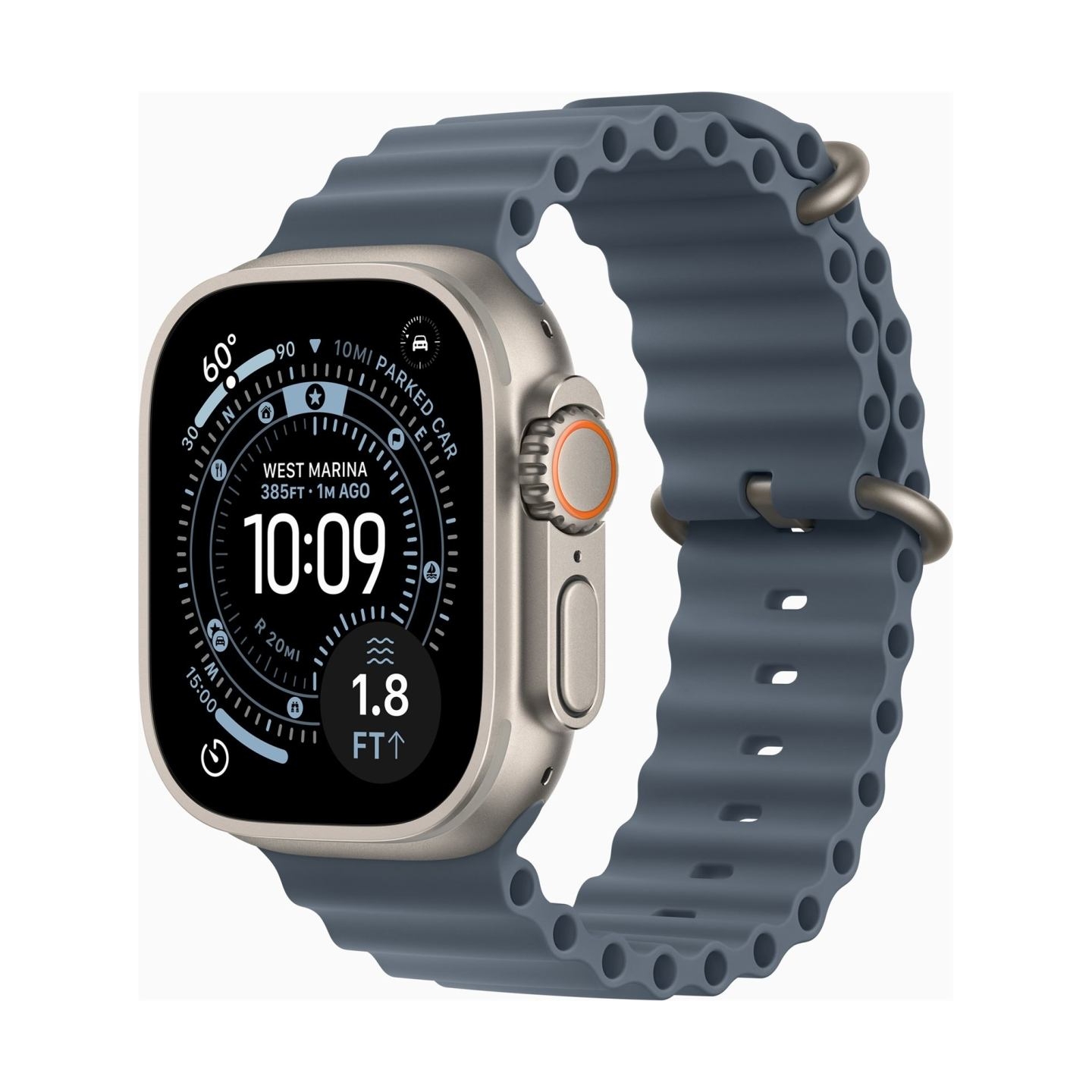 Apple Watch Ultra 3 GPS + Cellular 49mm Natural Titanium Case with Anchor Blue Ocean Band | Apple
