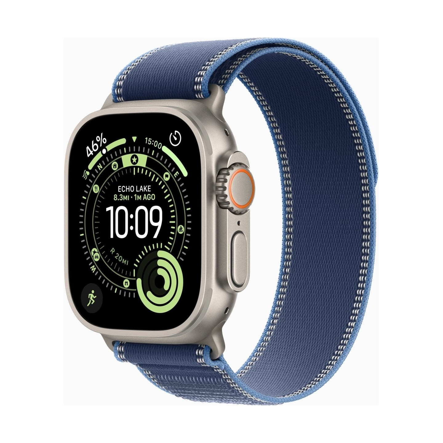 Apple Watch Ultra 3 GPS + Cellular 49mm Natural Titanium Case with Blue/Bright Blue Trail Loop - S/M | Apple