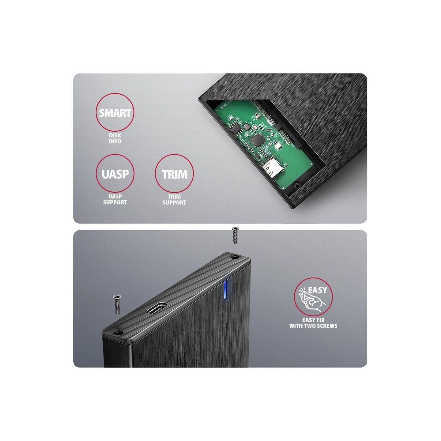 Axagon EE25-XA6C USB-C 5Gbps SATA 6G external box for 2.5" SSD/HDD ALINE box