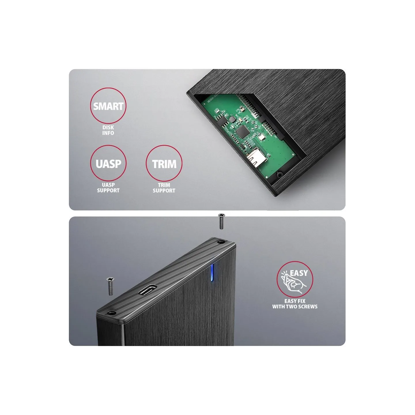 Axagon EE25-XA6C USB-C 5Gbps SATA 6G external box for 2.5" SSD/HDD ALINE box