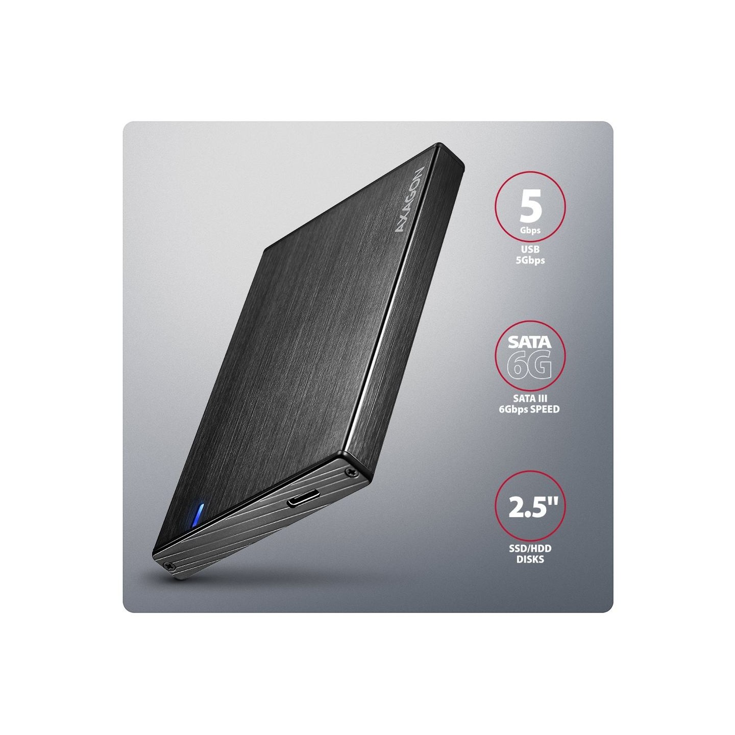 Axagon EE25-XA6C USB-C 5Gbps SATA 6G external box for 2.5" SSD/HDD ALINE box