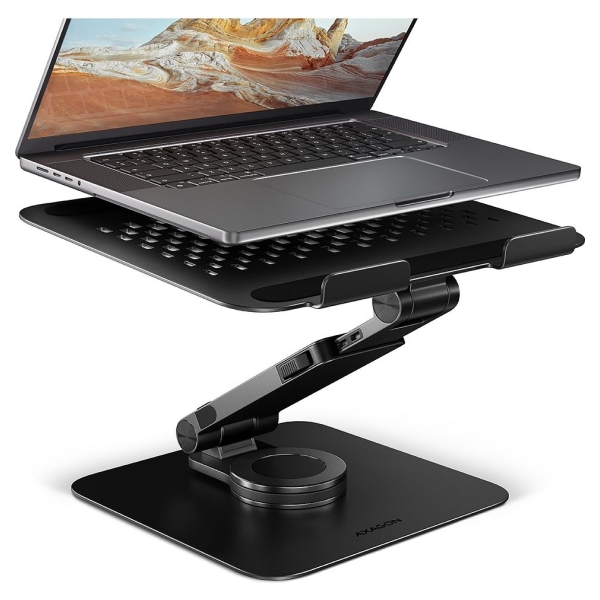 Axagon STND-LRB Aluminum stand with 360 rotation for laptops 10-17.3. Adjustable height and angle. Black.