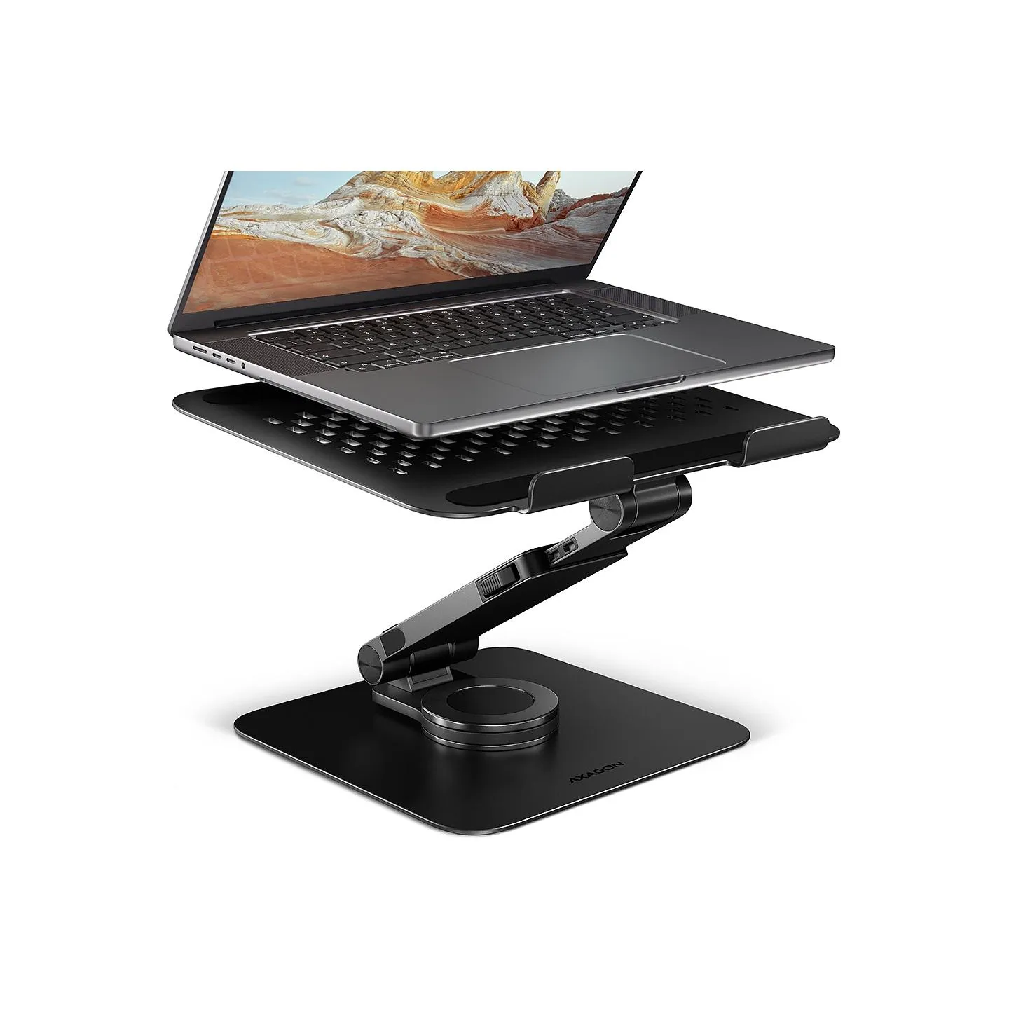 Axagon STND-LRB Aluminum stand with 360 rotation for laptops 10-17.3. Adjustable height and angle. Black.