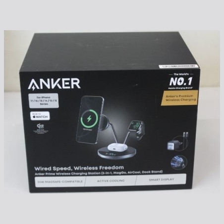 Anker Prime Wireless Charging Station Qi2.2  25W wireles charging  (3-in-1, MagGo, AirCool, Dock Stand) PSU added | UNPACKED, SC