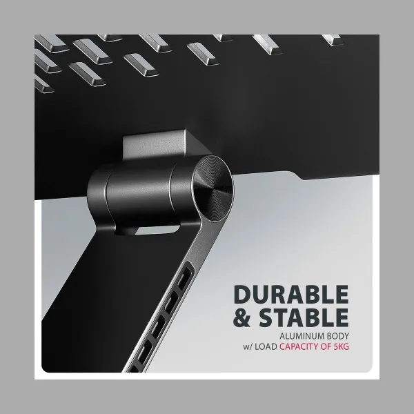 Axagon STND-LRB Aluminum stand with 360 rotation for laptops 10-17.3. Adjustable height and angle. Black.