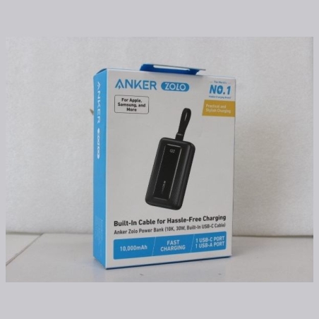Anker Power Bank with Built-In USB-C Cable | A1688H11 | 10000 mAh | Black | DEMO